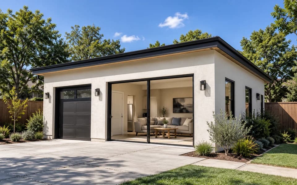 Garage Conversion architectural concept in natural daylight