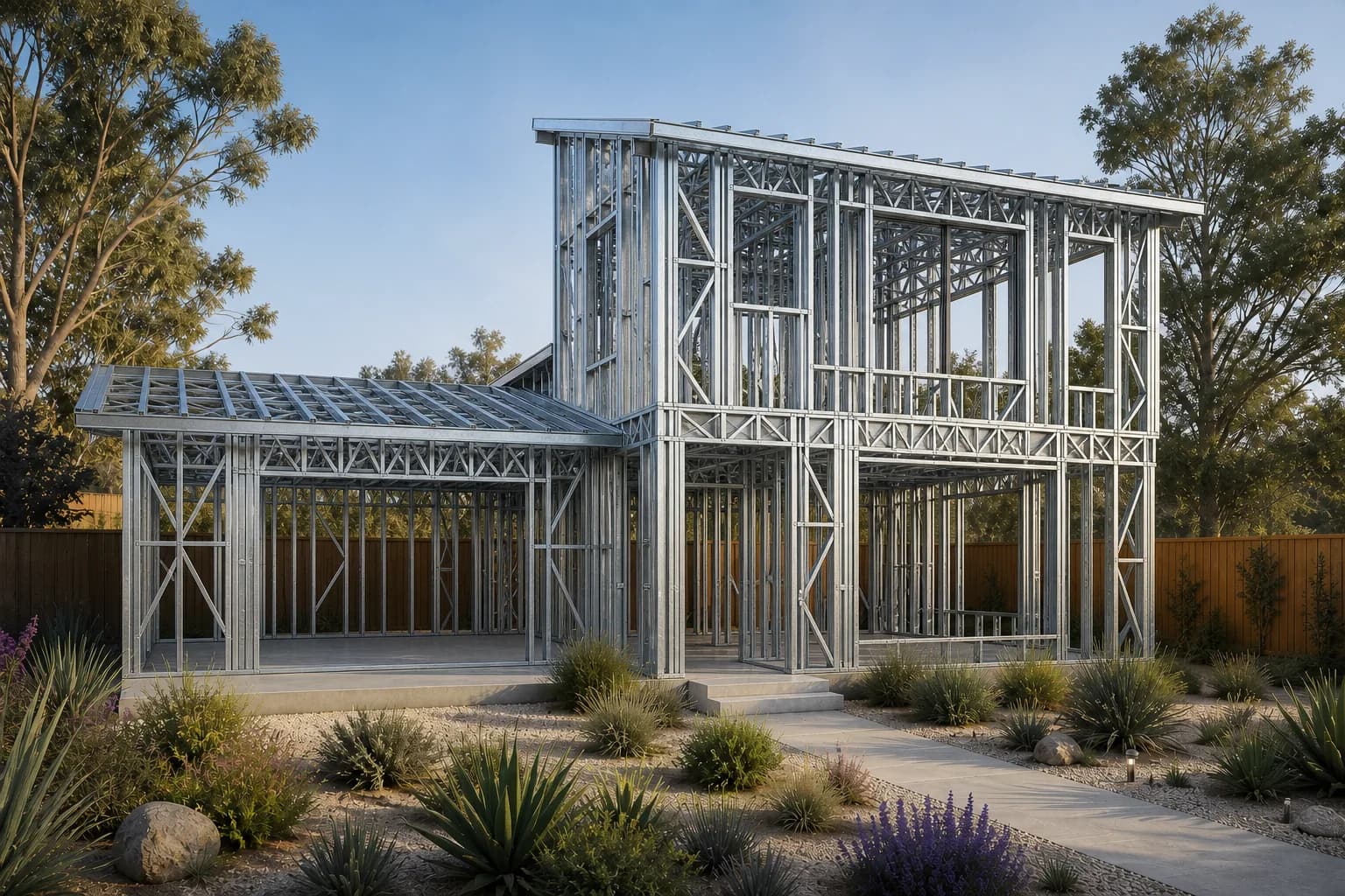 Illustrative Two-Storey Retreat steel-frame concept, not an engineered framing plan